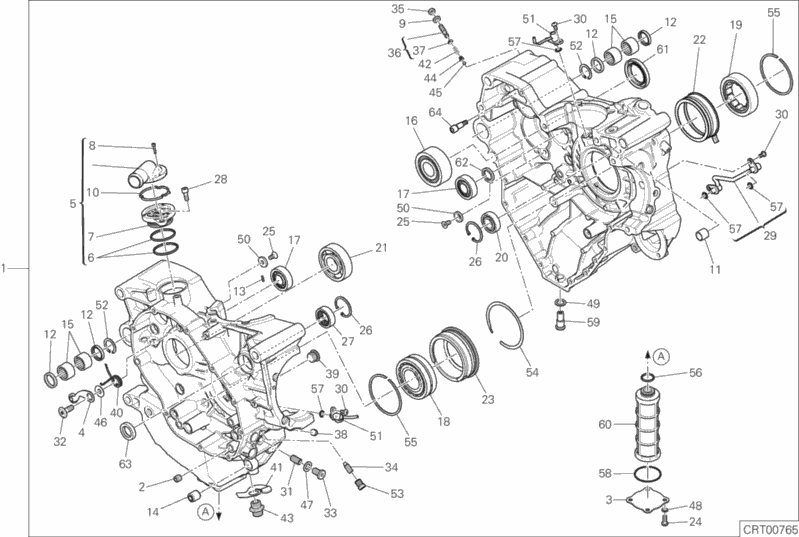 Alle Teile für das 010 - Paar Halbkurbelgehäuse des Ducati Diavel Xdiavel S 1260 2018